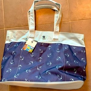 Gecko brand oversized beach tote- anchors+stripes